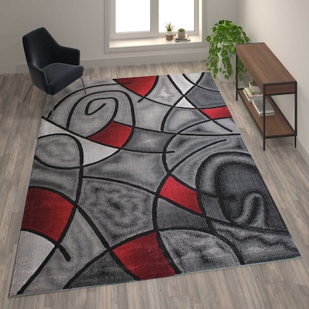 Flash Furniture Red 8' x 10' Abstract Design Accent Area Rug ACD-RGTRZ860-810-RD-GG